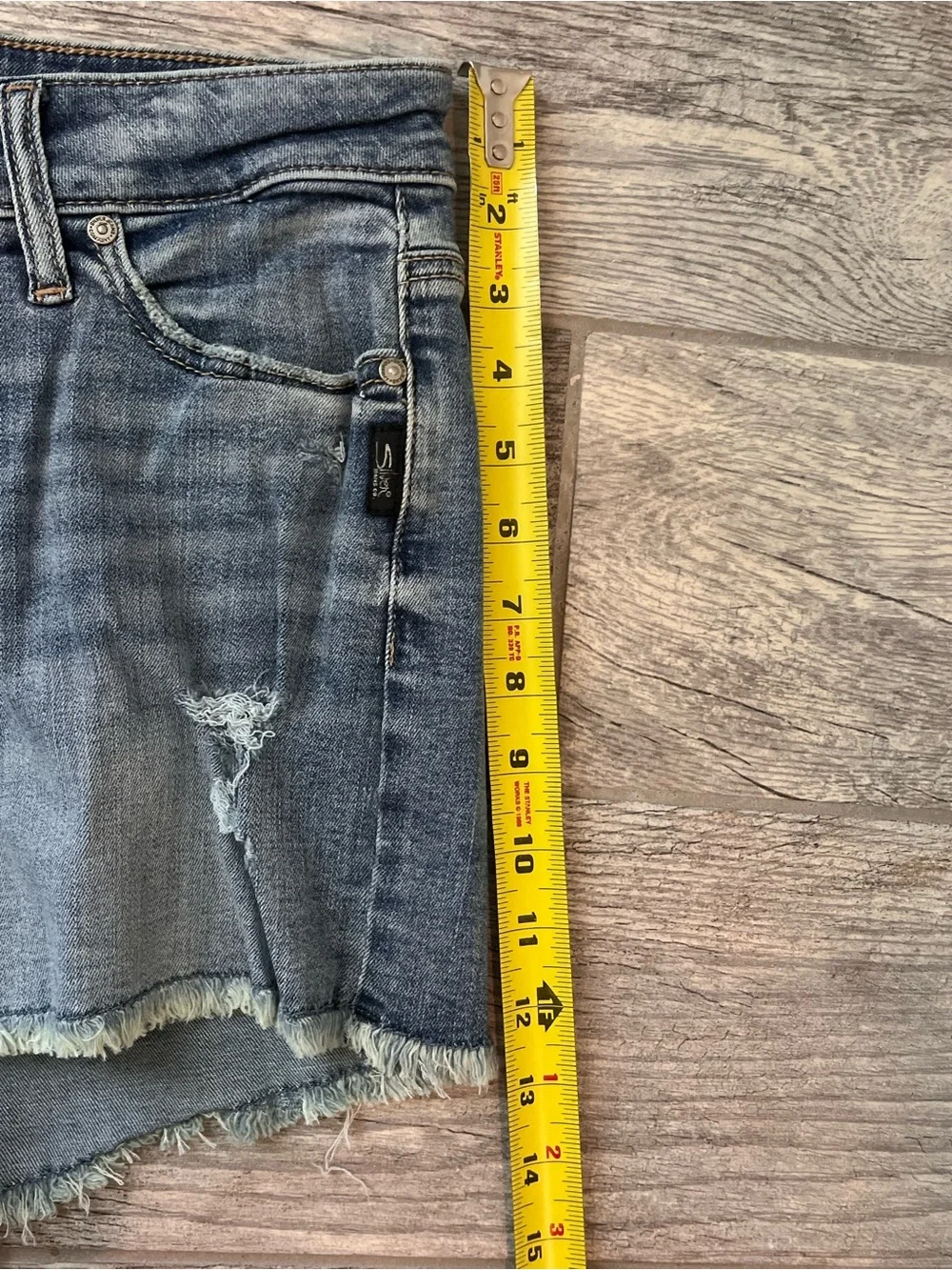 Silver Jeans Light Blue Frayed Denim Shorts